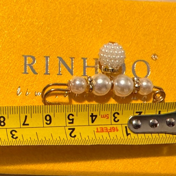Elegant Gold and Pearl Jewelry Set All 5 Pieces Brooch Safety Pin - Picture 5 of 15